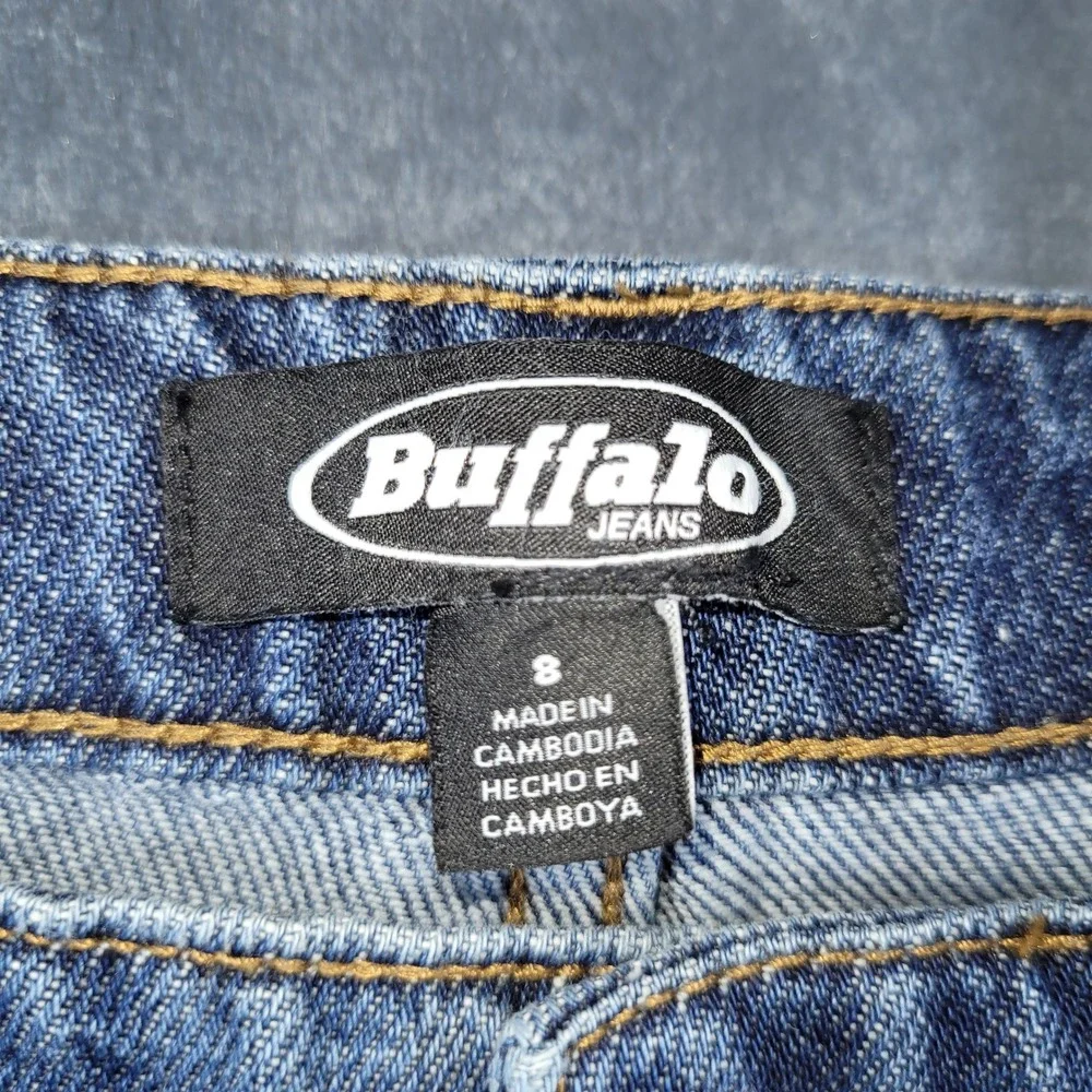 Buffalo Womens Wide Leg Belted‎ Jeans Dark Medium Blue Size 8 NEW
